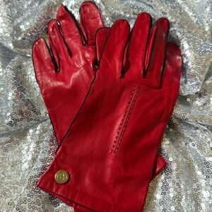 Christian Dior Gorgeous, red leather Christmas gloves